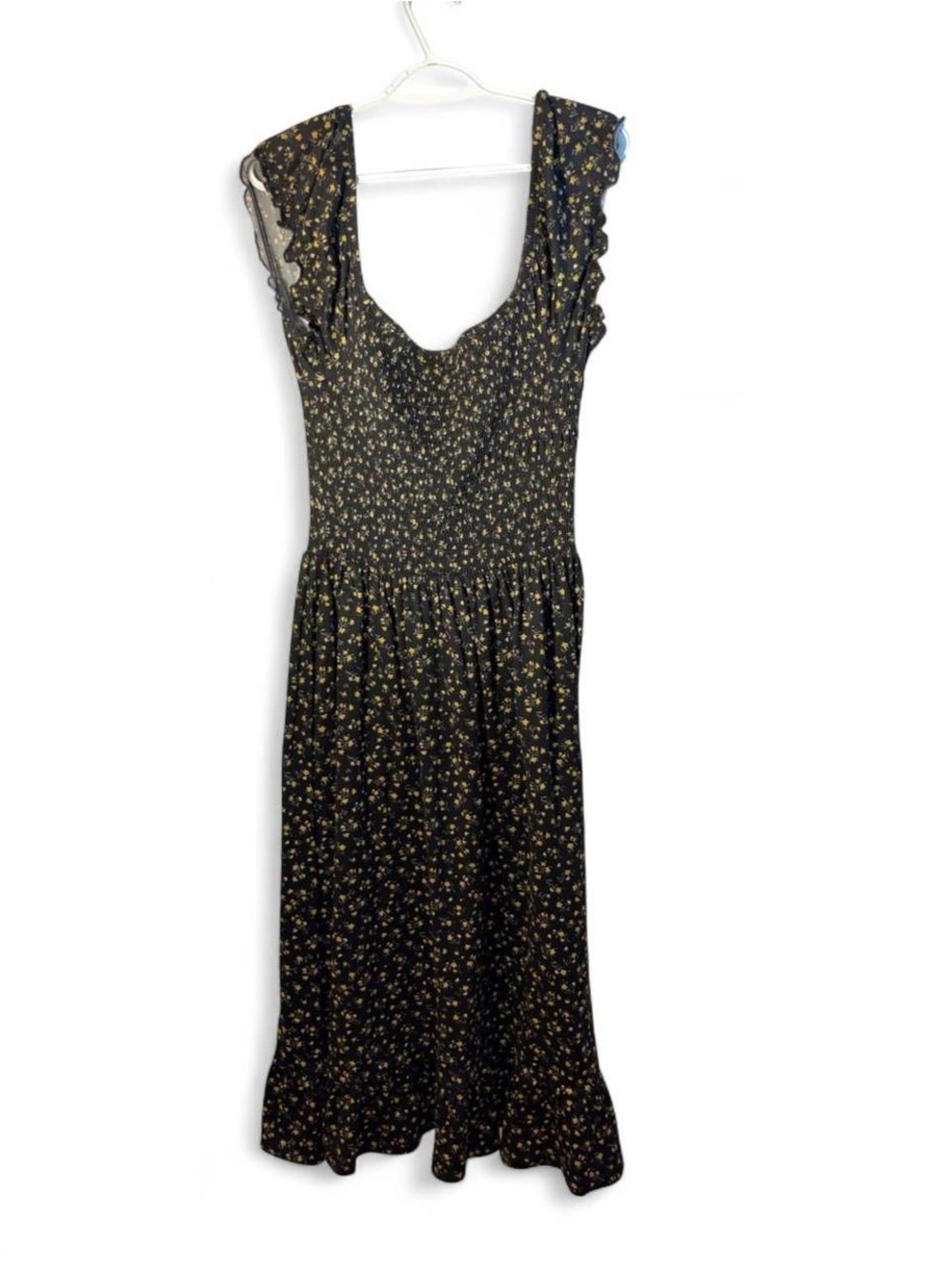 Urban Outfitters Black Floral Puff-Sleeve Midi Dress - Picture 3 of 8